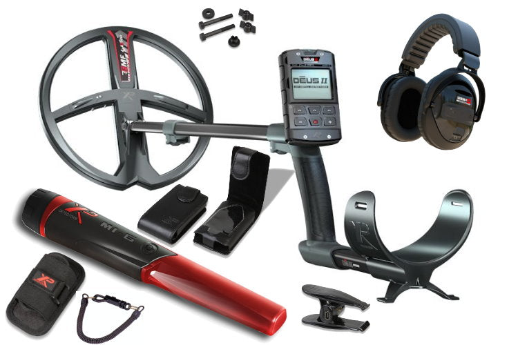 Metalldetektor XP DEUS II mit Funkkopfhörer WSA XL ST und MI-6 Pinpointer